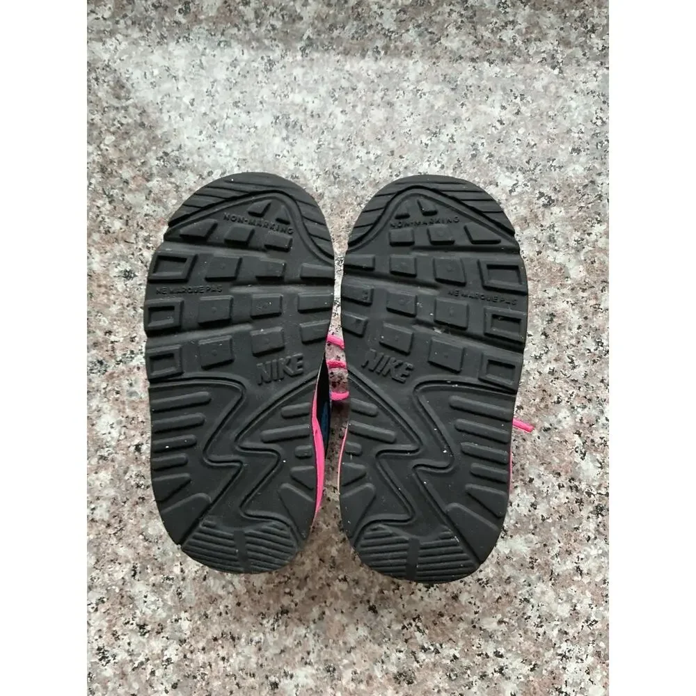 Nike Air Max Toddler Girls Size 5C Black Pink Blue Neon Running Shoes Sneakers